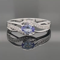 RING AUS 925/- SILBER RHODINIERT MIT TANSANIT AA & ZIRKON