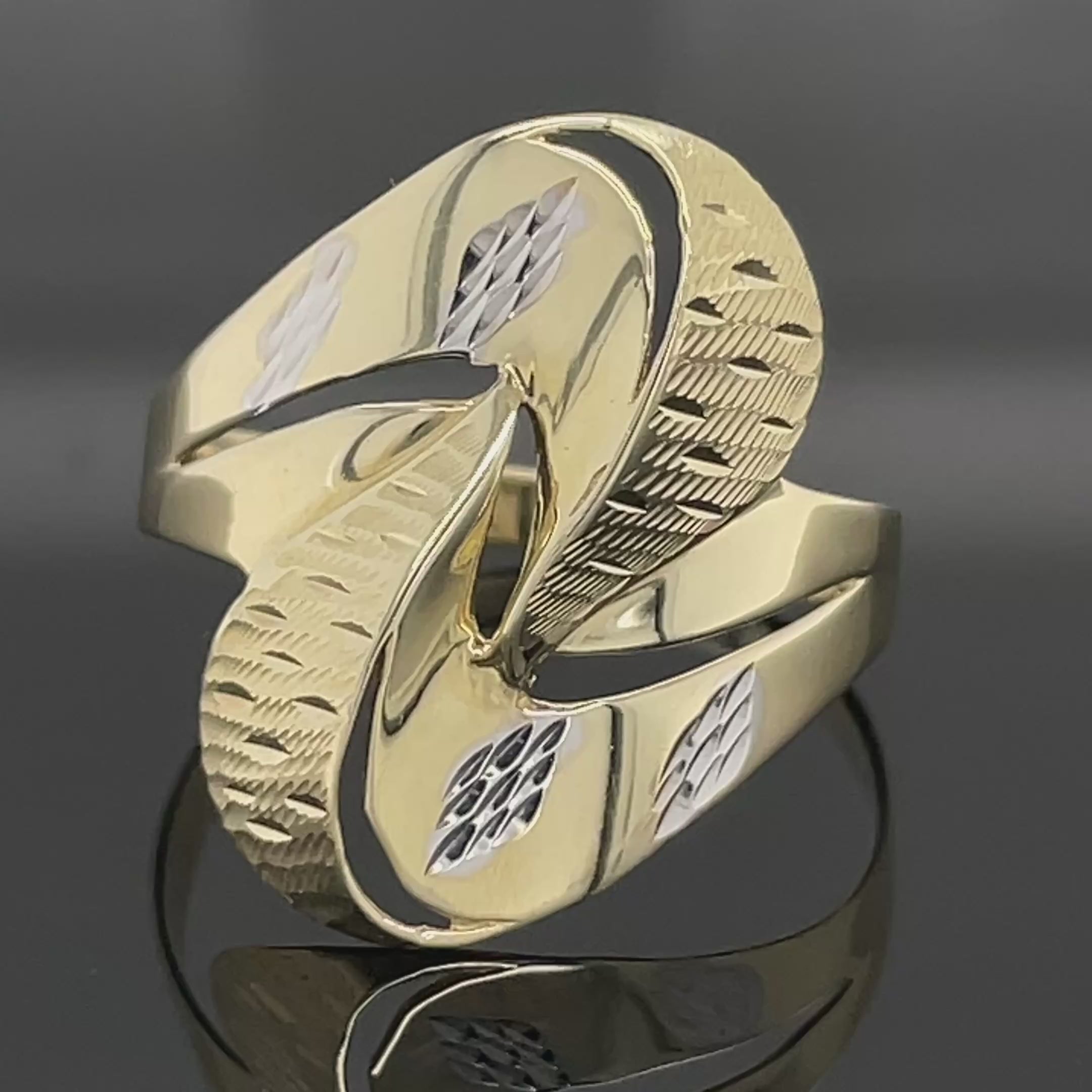 RING AUS 375/- GELBGOLD POLIERT/DIAMANTIERT