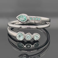 RING GR.17 (53) AUS 585/- WEIßGOLD MIT PARAIBA-TURMALIN (GES. CA.0,340 ct.)