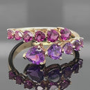 RING AUS 375/- GELBGOLD MIT AMETHYST & RHODOLITH (GES.CA.3,005 ct.)