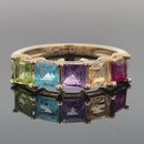 RING AUS 925/- SILBER VERGOLDET MIT MULTI EDELSTEINE