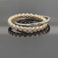 DOPPELRING AUS 925/- SILBER BICOLOR MIT ZIRKON
