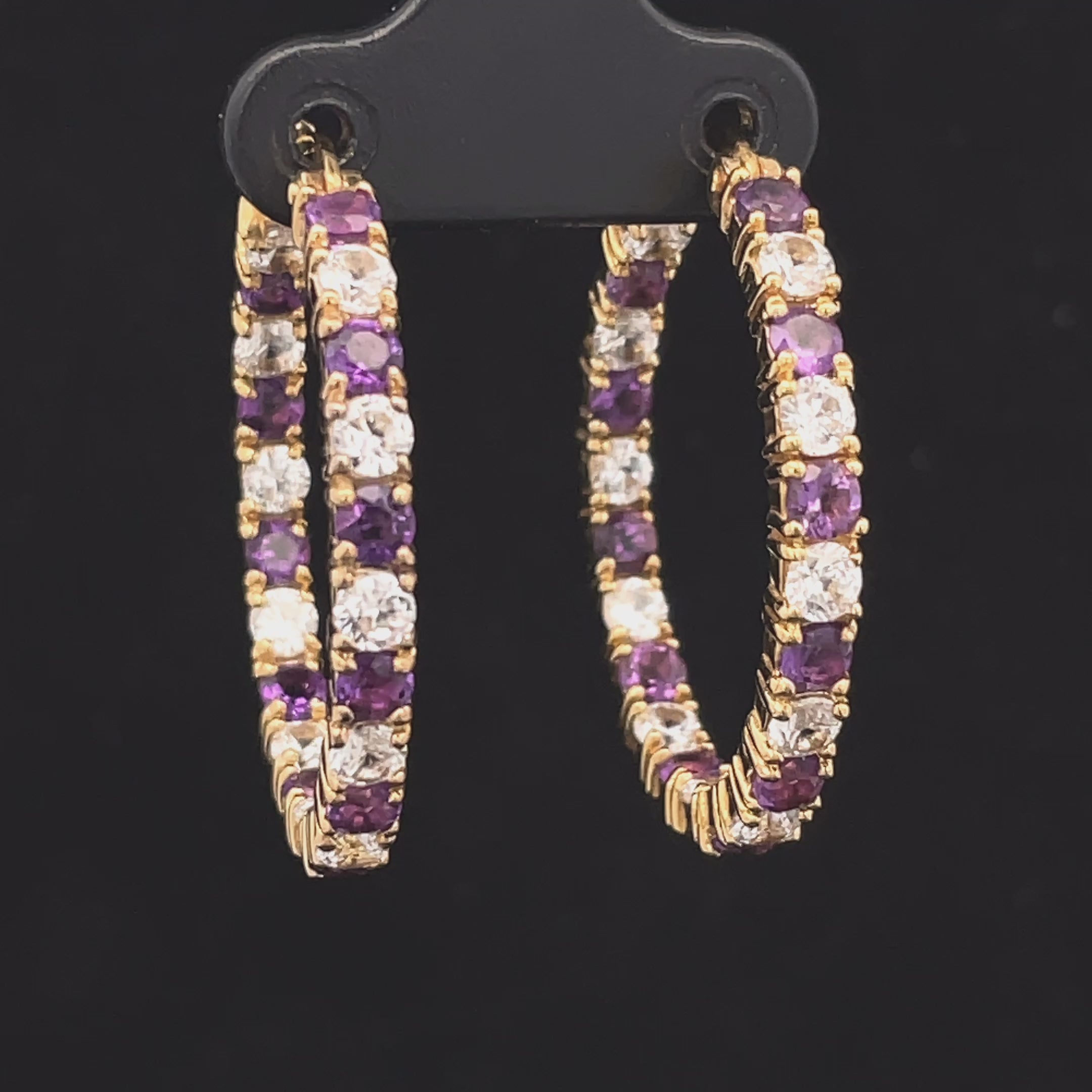 CREOLEN AUS 925/- SILBER VERGOLDET MIT AMETHYST & ZIRKON