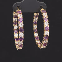 CREOLEN AUS 925/- SILBER VERGOLDET MIT AMETHYST & ZIRKON