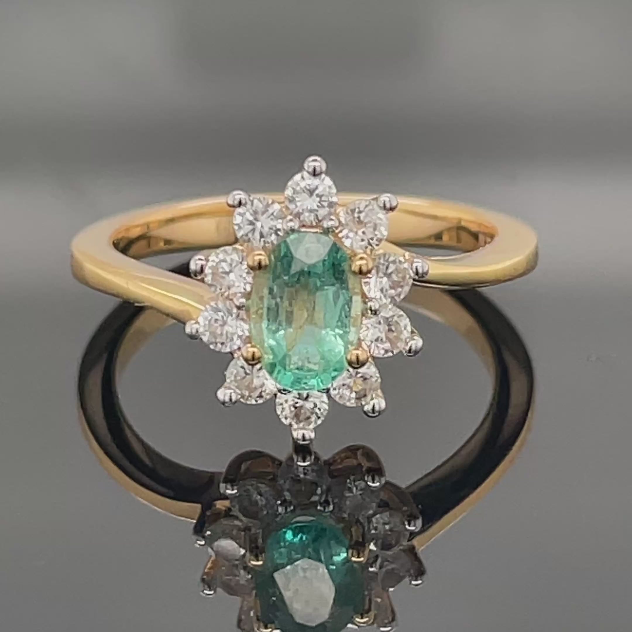 RING AUS 925/- SILBER VERGOLDET MIT SAMBIA SMARAGD & ZIRKON