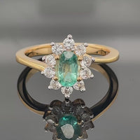 RING AUS 925/- SILBER VERGOLDET MIT SAMBIA SMARAGD & ZIRKON