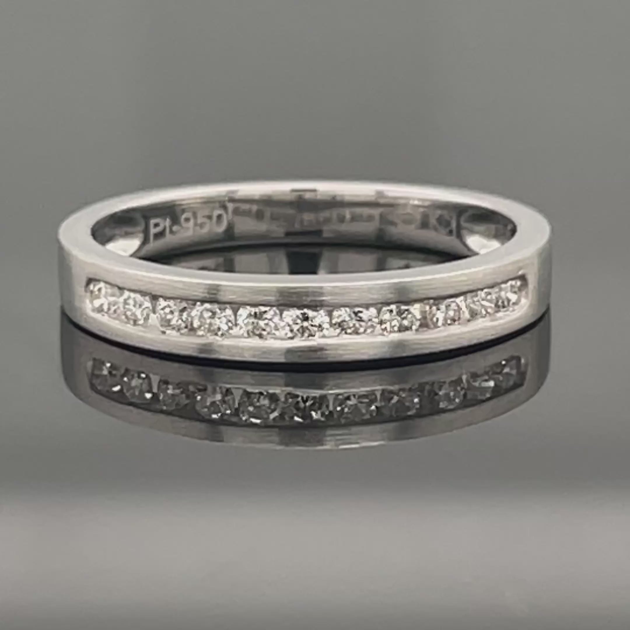 RING AUS 950/- PLATIN MIT BRILLANTEN (LR) AUS KANADA (GES.CA. 0,20 ct.)