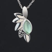 CLIP ANHÄNGER AUS 925/- SILBER RHODINIERT MIT FLUORIT/PERLMUTT-DUBL. BEH.