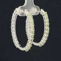 WENDECREOLEN AUS 925/- SILBER RHODINIERT MIT BLAUTOPAS & PERIDOT (GES.CA. 5,27ct.)