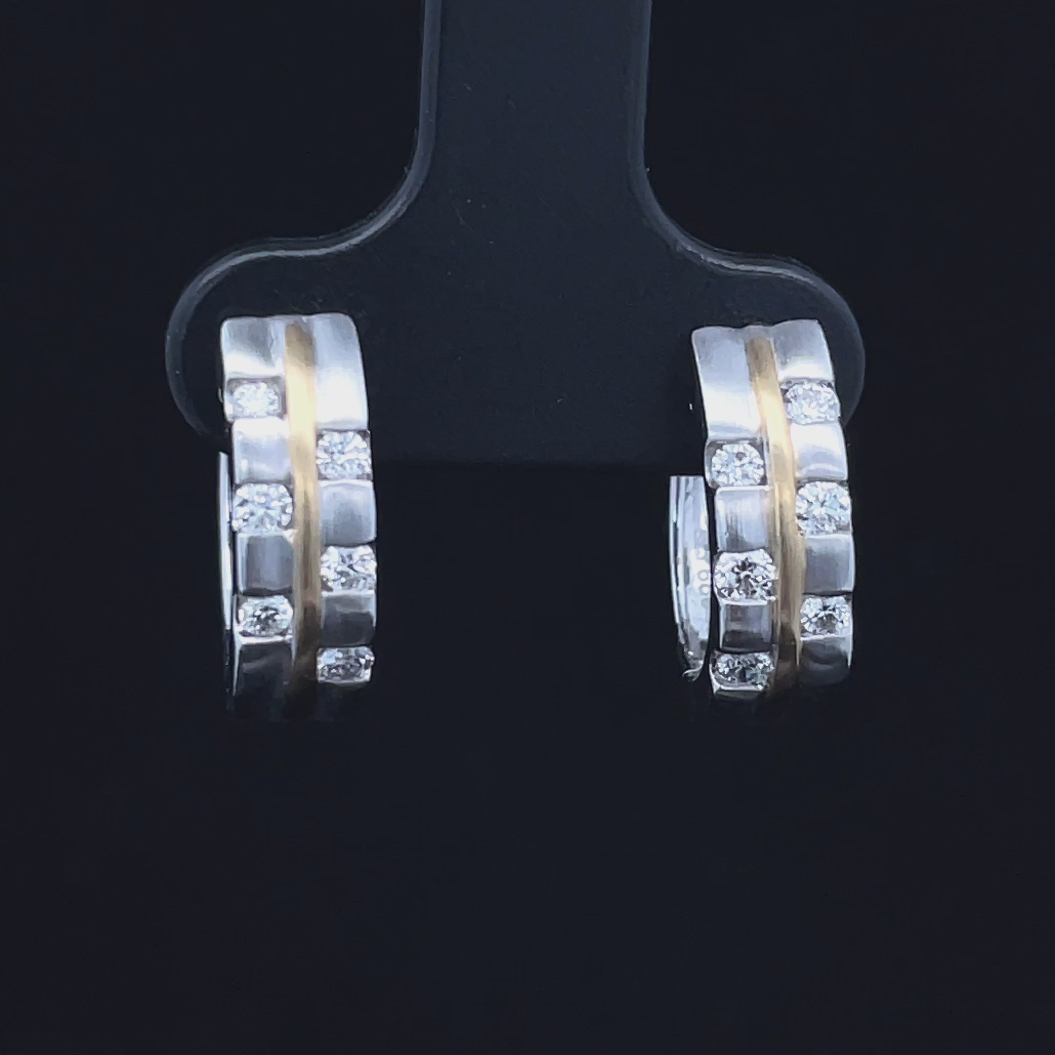 CREOLEN AUS 999/- PLATIN & 750/- GELBGOLD MIT BRILLANTEN LR (GES.CA.0,30 ct.)