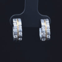 CREOLEN AUS 999/- PLATIN & 750/- GELBGOLD MIT BRILLANTEN LR (GES.CA.0,30 ct.)