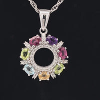 ANHÄNGER AUS 925/- SILBER RHODINIERT MIT MULTI EDELSTEINE