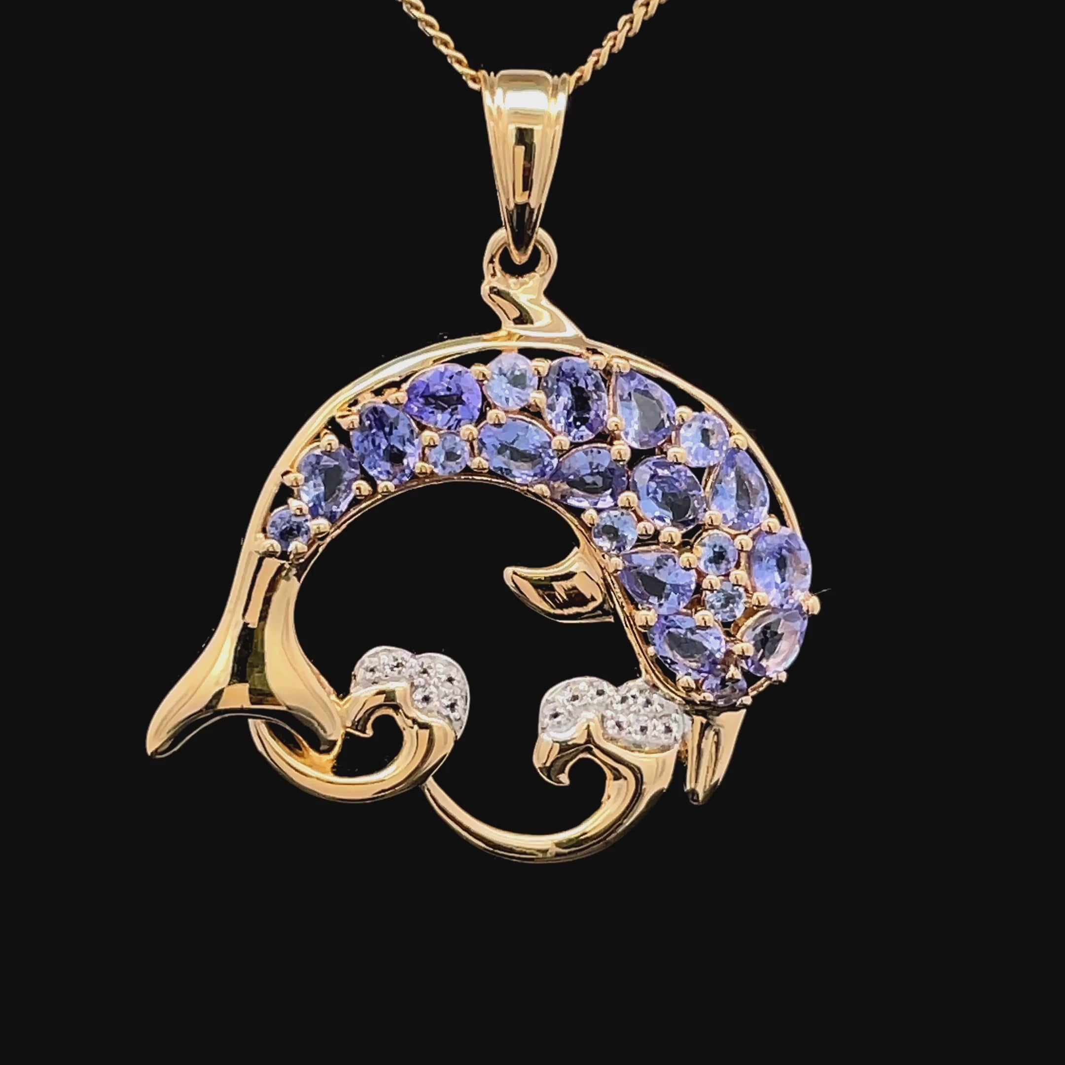 ANHÄNGER AUS 925/- SILBER VERGOLDET MIT TANSANIT & ZIRKON