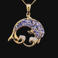 ANHÄNGER AUS 925/- SILBER VERGOLDET MIT TANSANIT & ZIRKON