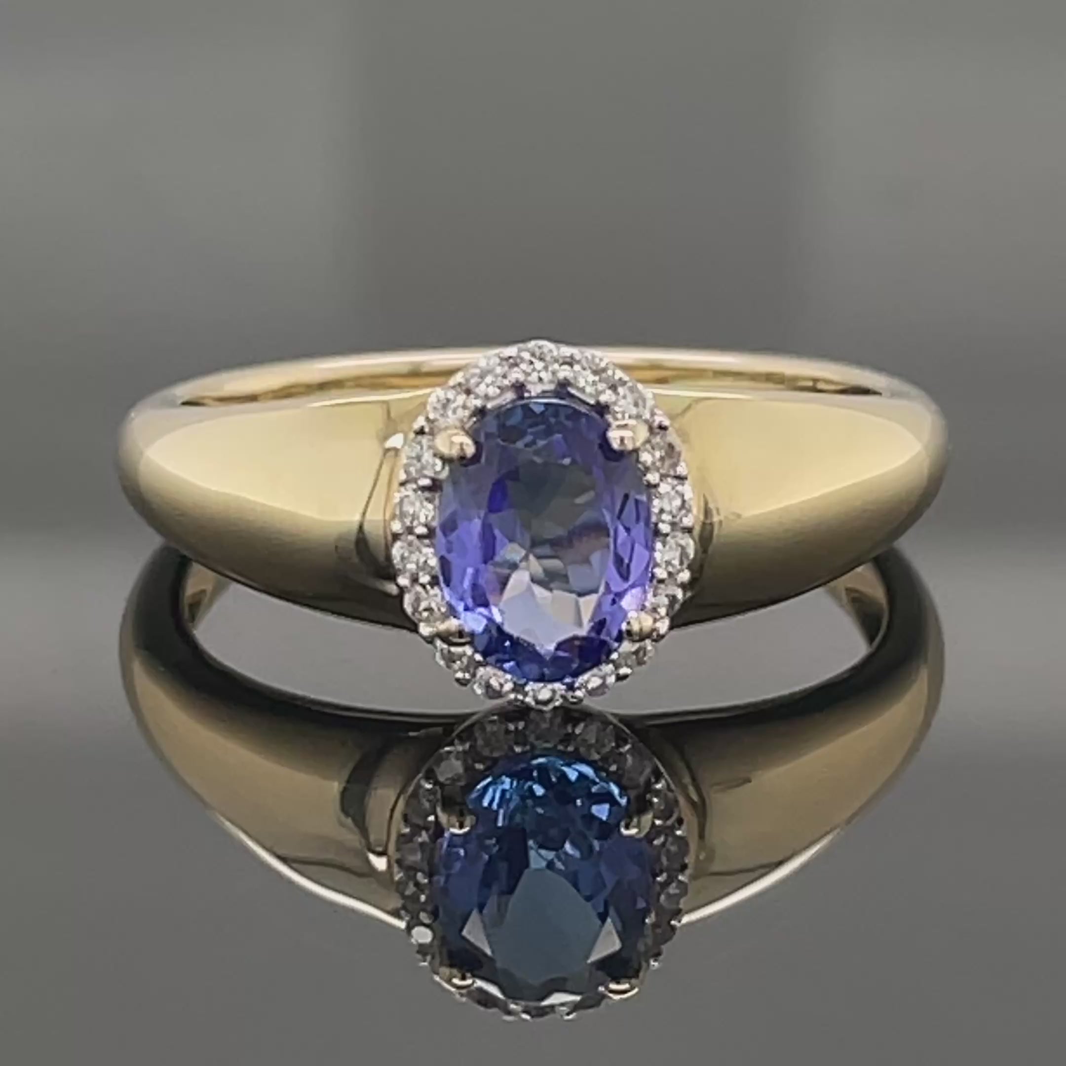 RING AUS 375/- GELBGOLD MIT TANSANIT AAAA & ZIRKON (GES.CA.0,90ct.)
