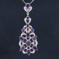ANHÄNGER AUS 925/- SILBER BICOLOR MIT AMETHYST & ZIRKON