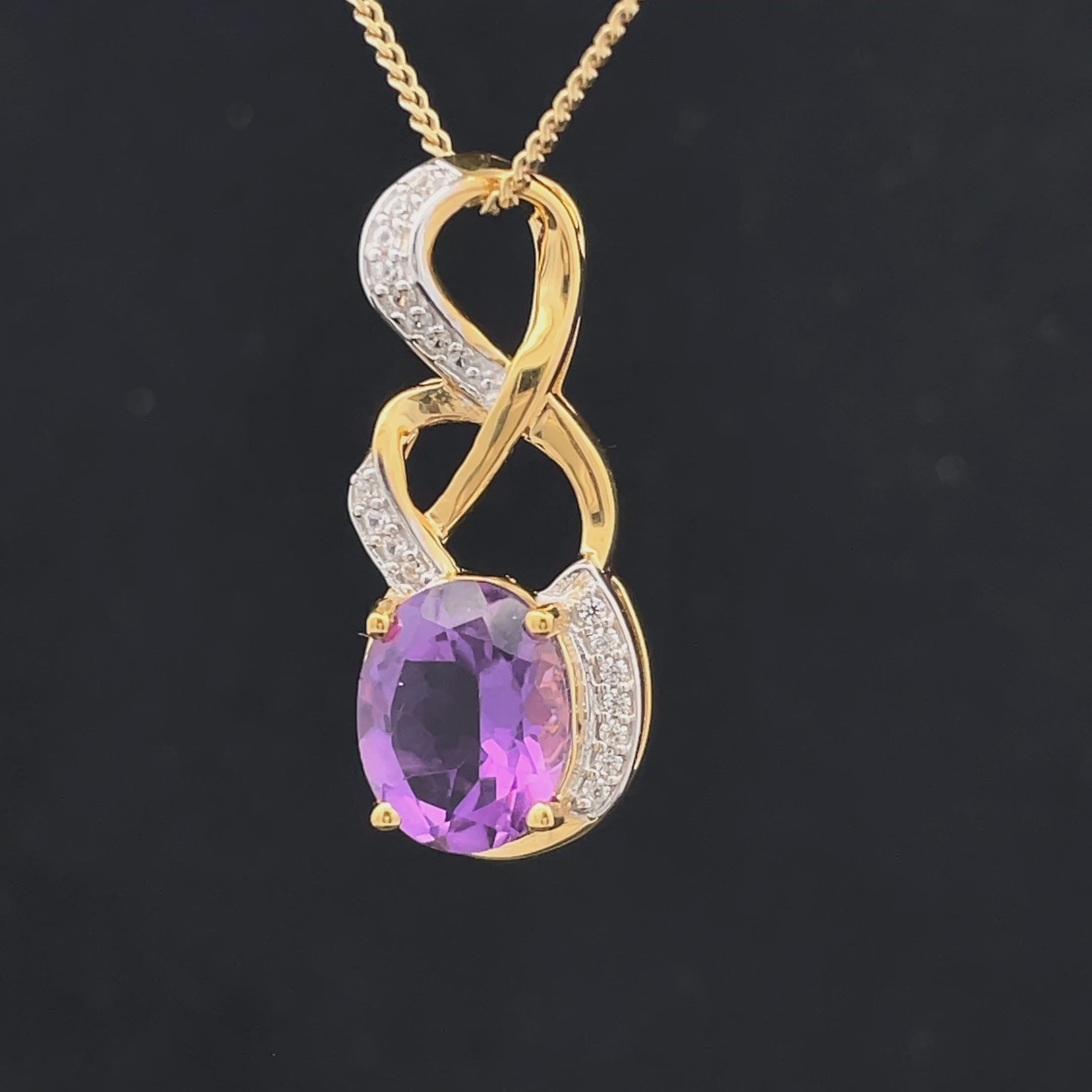 ANHÄNGER AUS 925/- SILBER VERGOLDET MIT AMETHYST & ZIRKON