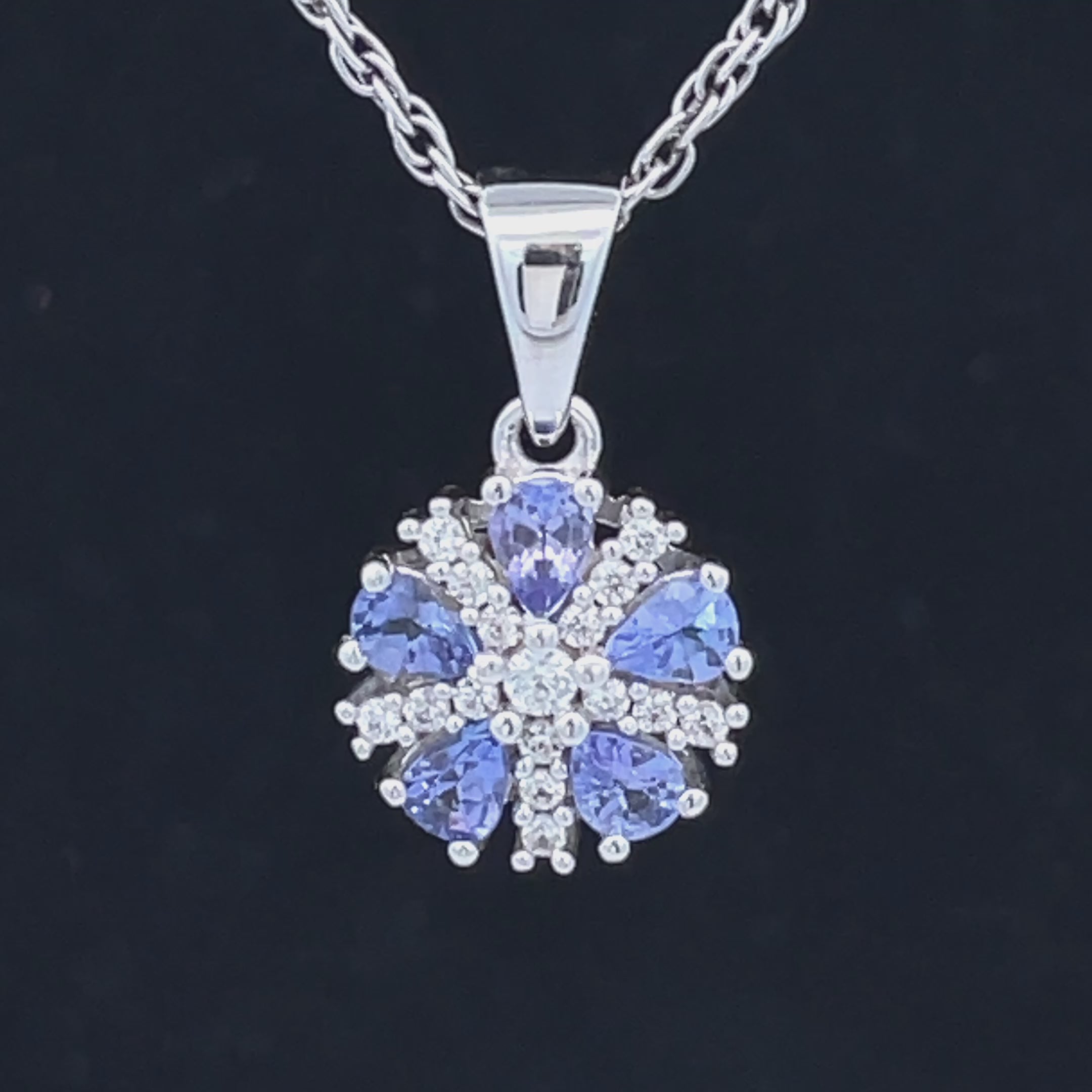 ANHÄNGER AUS 925/- SILBER RHODINIERT MIT TANSANIT & ZIRKON