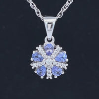 ANHÄNGER AUS 925/- SILBER RHODINIERT MIT TANSANIT & ZIRKON