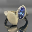 RING AUS 585/- AUS CHAMPAGNER GOLD MIT TANSANIT AAA ( CA. 0,92 ct.)