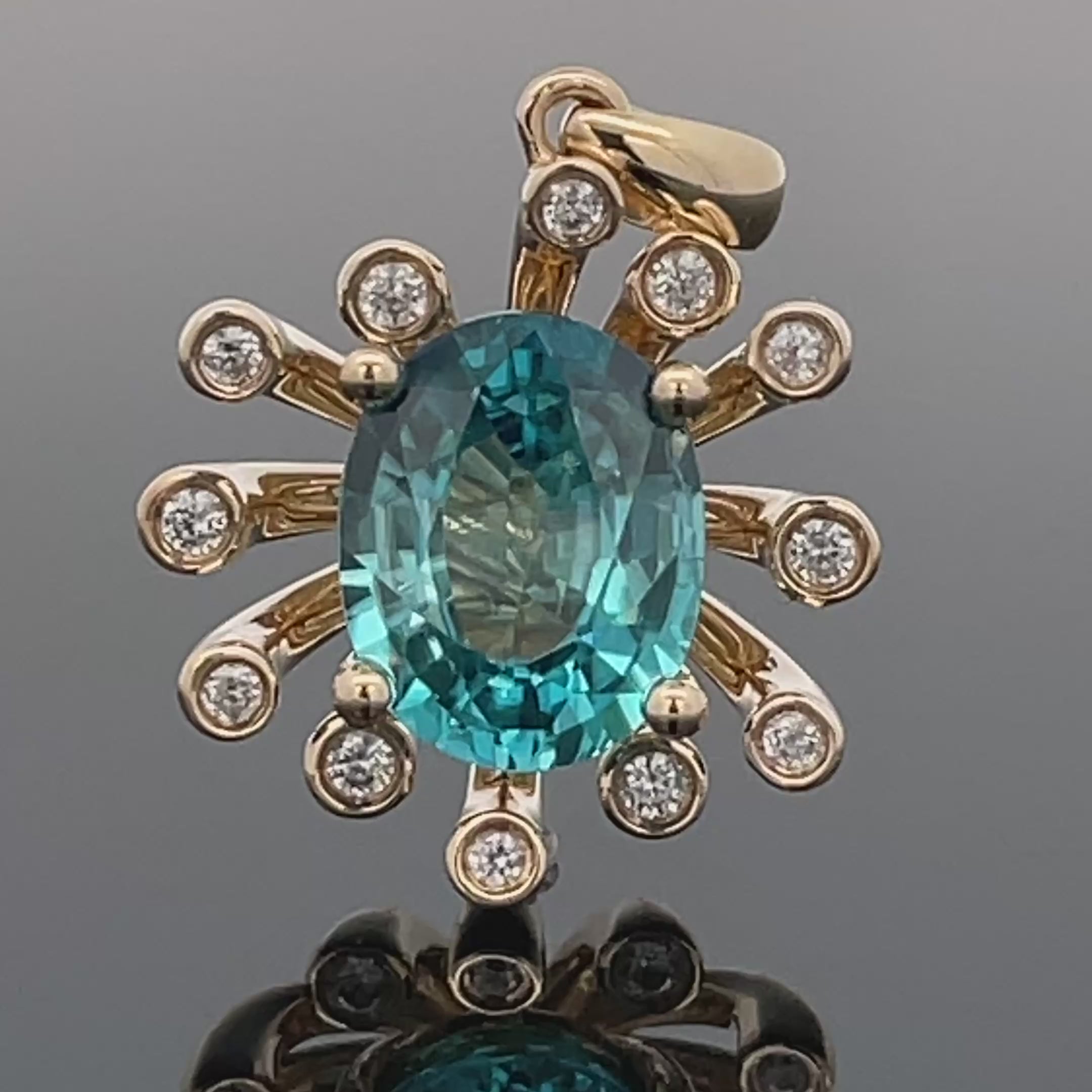 ANHÄNGER AUS 375/- GELBGOLD mit Zirkon (ca. 3,85 ct.)