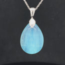 CLIP ANHÄNGER AUS 925/- SILBER RHODINIERT MIT MILKY AQUAMARIN (CA.31,0 ct.)