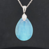 CLIP ANHÄNGER AUS 925/- SILBER RHODINIERT MIT MILKY AQUAMARIN (CA.31,0 ct.)
