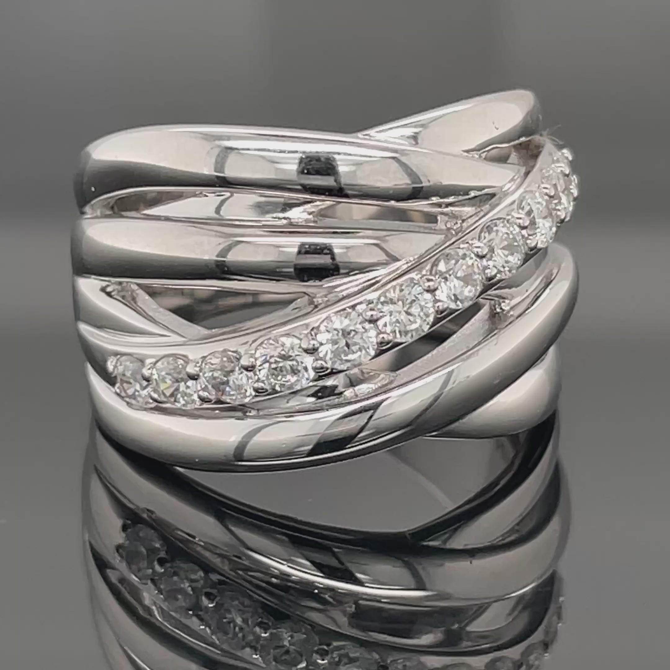 RING AUS 925/- SILBER RHODINIERT MIT ZIRKONIA