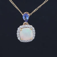 ANHÄNGER AUS 925/- SILBER VERGOLDET MIT ÄTHIOP. OPAL, TANSANIT & ZIRKON