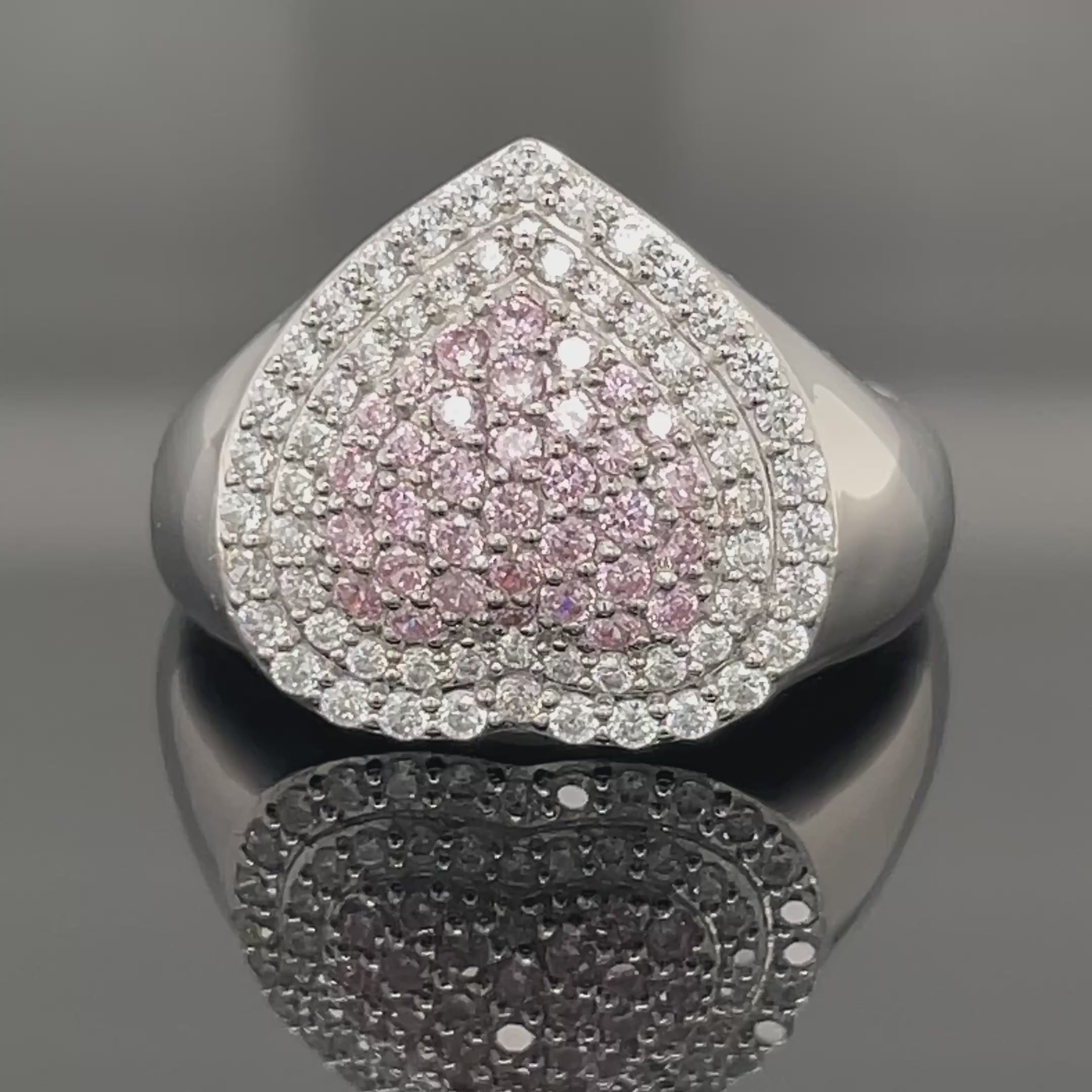 RING AUS 925/- SILBER RHODINIERT MIT ZIRKONIA