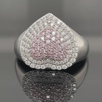 RING AUS 925/- SILBER RHODINIERT MIT ZIRKONIA