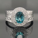 RING AUS 925/- SILBER RHODINIERT MIT LONDON BLUE TOPAS & ZIRKON