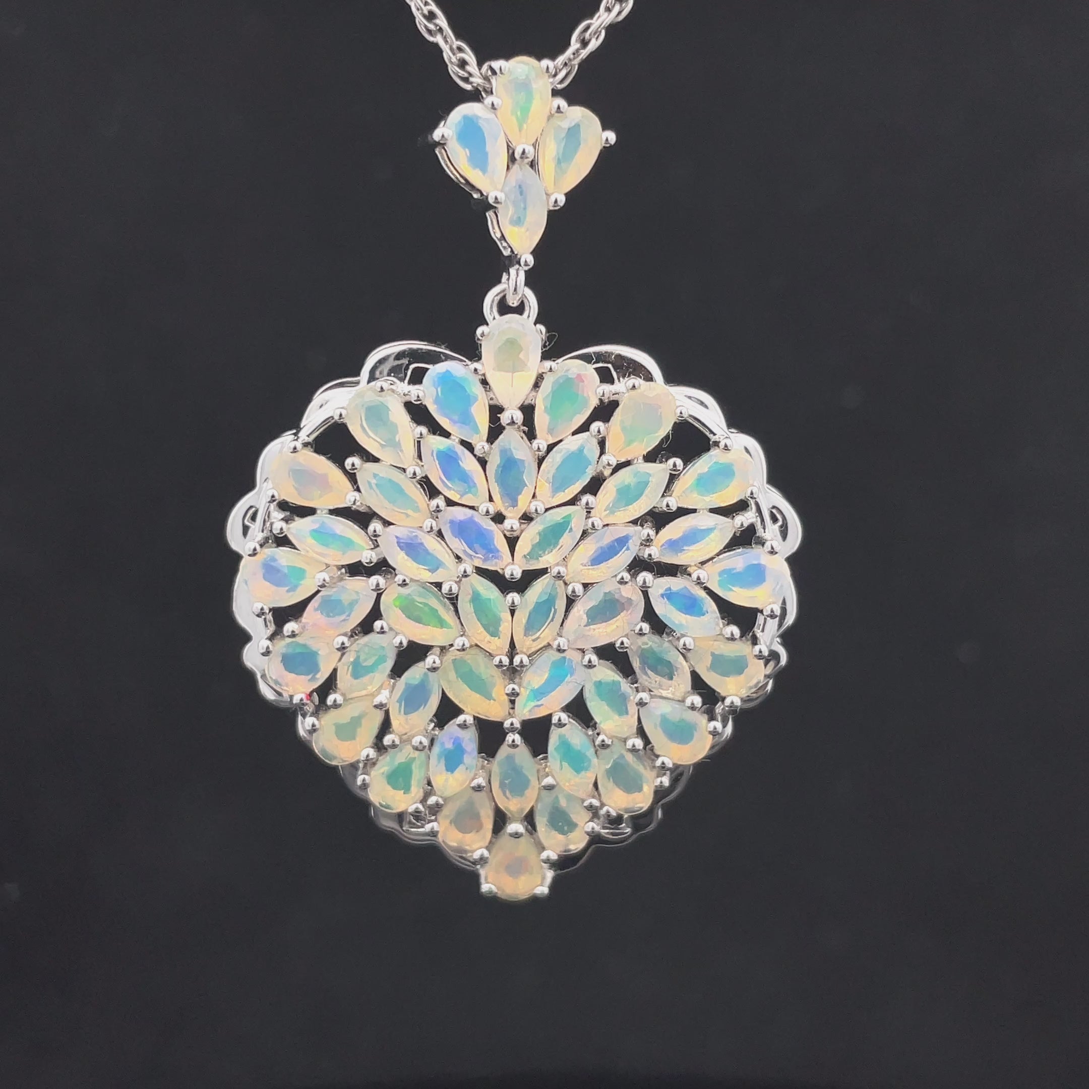 ANHÄNGER AUS 925/- SILBER RHODINIERT MIT ÄTHIOP. OPAL