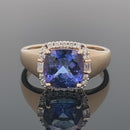 RING GR.17 (54) AUS 585/- GELBGOLD MIT TANSANIT AAAAA & BRILLANTEN (GES.CA. 0,25ct.)