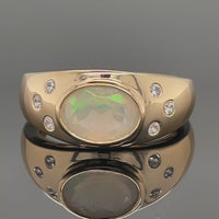 RING AUS 925/- SILBER VERGOLDET MIT ÄTHIOP. OPAL & ZIRKON