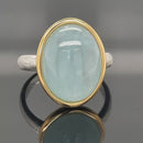 RING AUS 925/- SILBER BICOLOR MIT MILKY AQUAMARIN (CA. 7,0 ct.)