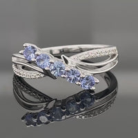 RING AUS 925/- SILBER RHODINIERT MIT TANSANIT & ZIRKON