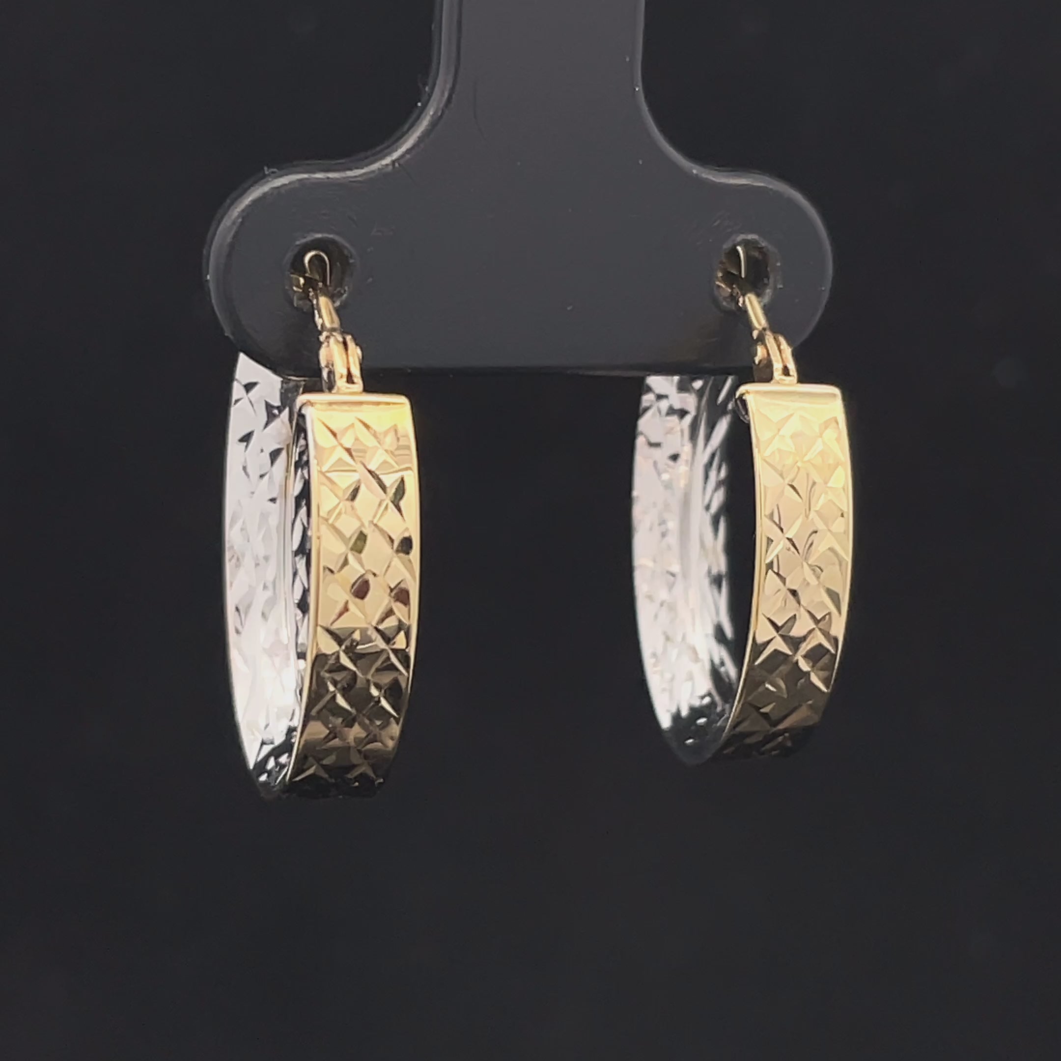 CREOLEN AUS 375/- GOLD BICOLOR, DIAMATIERT