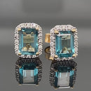 OHRSTECKER AUS 925/- SILBER VERGOLDET MIT BLAUTOPAS & ZIRKON