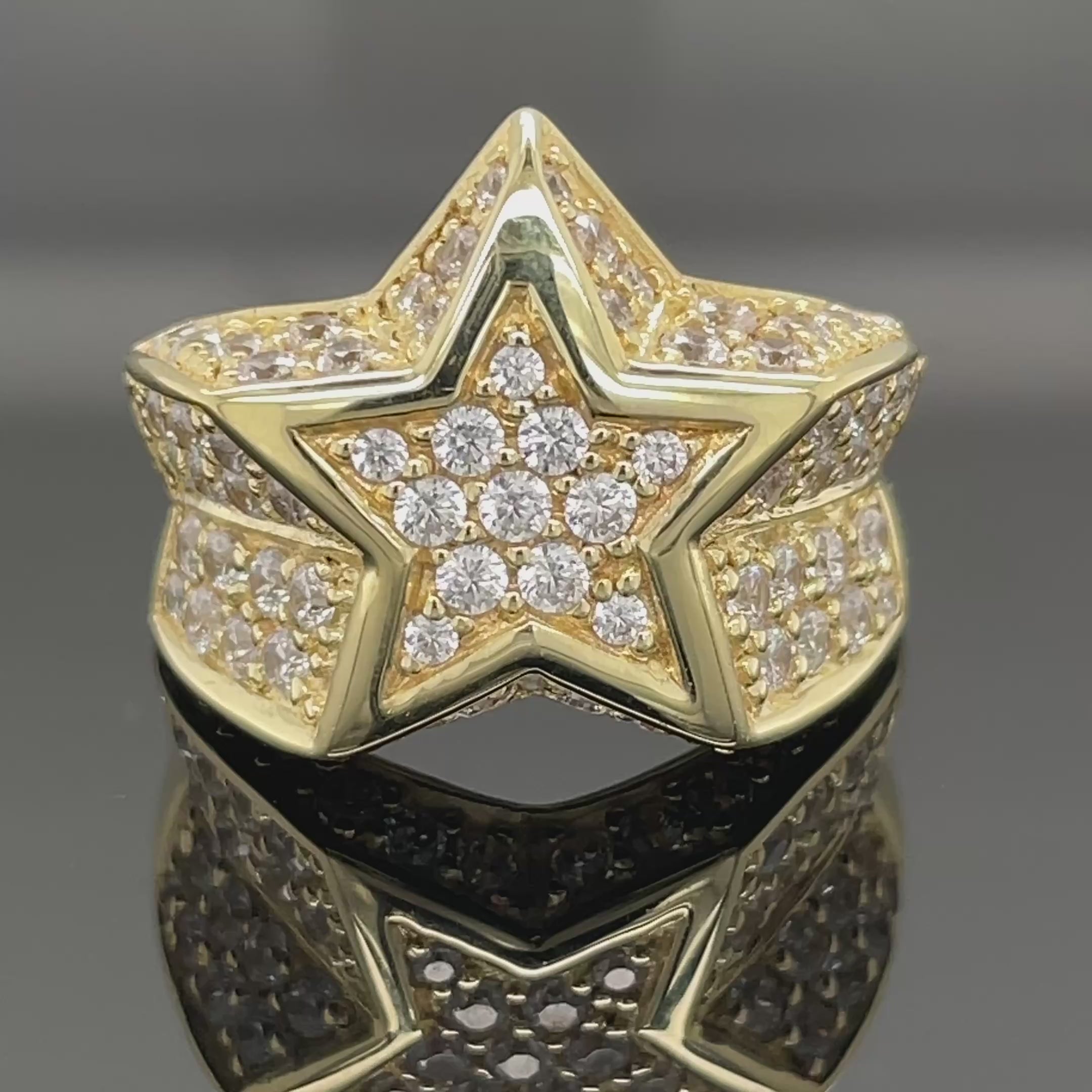 RING AUS 925/- SILBER GELBGOLDPLATTIERT MIT ZIRKONIA