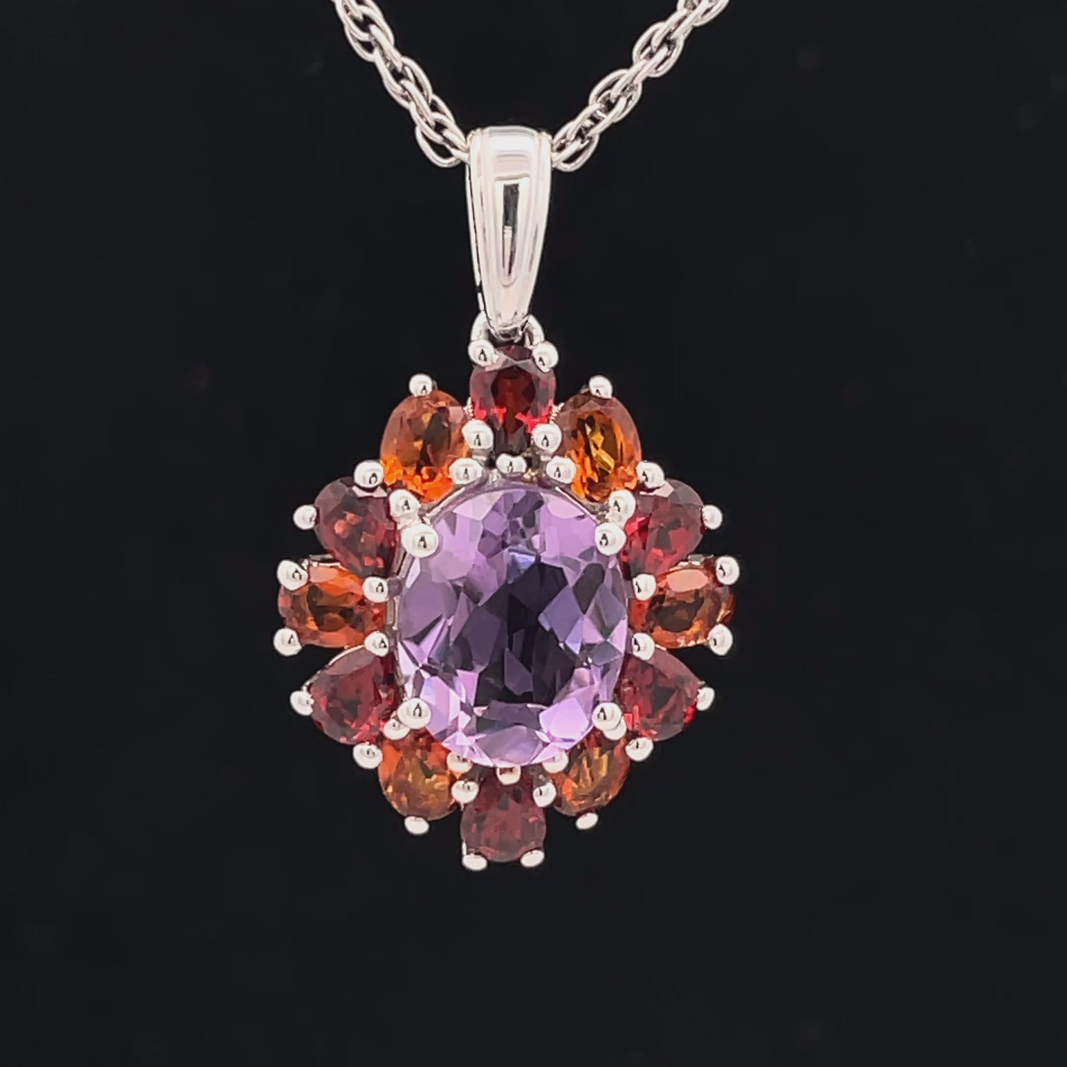 ANHÄNGER AUS 925/- SILBER RHODINIERT MIT MULTI EDELSTEINE