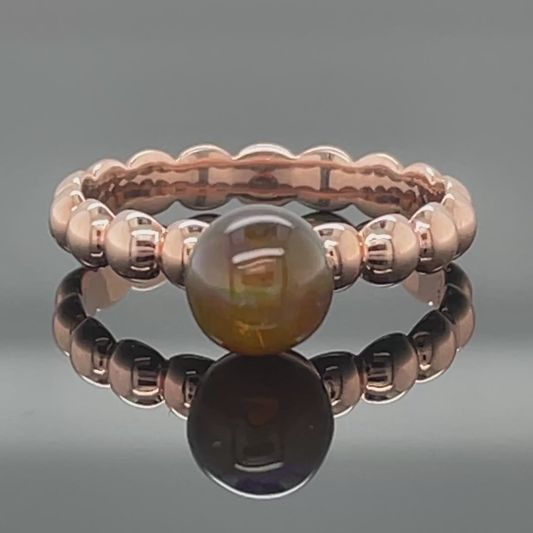 RING AUS 925/- SILBER ROSÉVERGOLDET MIT KRISTALLOPAL (CA. 1,22 ct.)