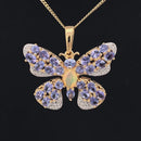 ANHÄNGER AUS 925/- SILBER VERGOLDET MIT TANSANIT, ÄTHIOP. OPAL & ZIRKON