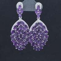 OHRSTECKER AUS 925/- SILBER RHODINIERT MIT AMETHYST & ZIRKON