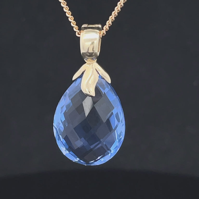 CLIP ANHÄNGER AUS 375/- GELBGOLD MIT FLUORIT ( CA. 11,0 ct.)