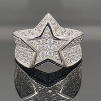 RING AUS 925/- SILBER RHODINIERT MIT ZIRKONIA