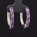 CREOLEN AUS 925/- SILBER RHODINIERT MIT AMETHYST