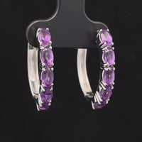 CREOLEN AUS 925/- SILBER RHODINIERT MIT AMETHYST