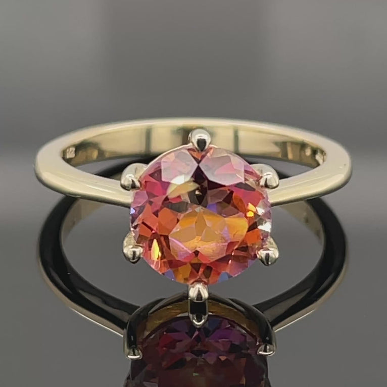 RING GR. 17 (CA.53) AUS 375/- GELBGOLD MIT TOPAS BEH.