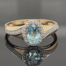 RING AUS 585/- GELBGOLD AQUAMARIN & DIAMANTEN